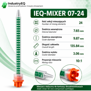 Mixing nozzle, mixer, 2K adhesive mixer, mixing ratios 4:1 and 10:1, for 250 ml and 490 ml cartridges, QUADRO 7-24 type