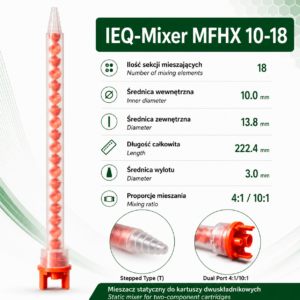 Mixing nozzle, mixer, adhesive mixer 2K, type MFHX 10-18 Mixing ratio: 1:10