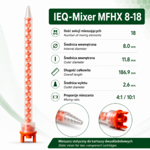 Mixing nozzle, mixer, adhesive mixer 2K, type MFHX 8-18 Mixing ratio: 1:10